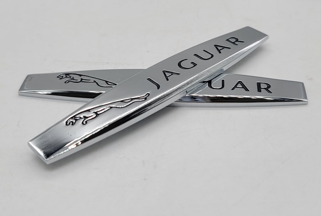 BRAND NEW UNIVERSAL 2PCS JAGUAR 3D METAL EMBLEM BADGE STICKER