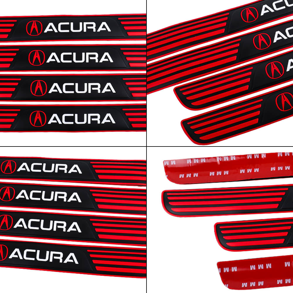 Brand New 4PCS Universal Acura Red Rubber Car Door Scuff Sill Cover Panel Step Protector V2