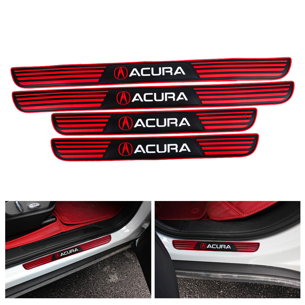 Brand New 4PCS Universal Acura Red Rubber Car Door Scuff Sill Cover Panel Step Protector V2