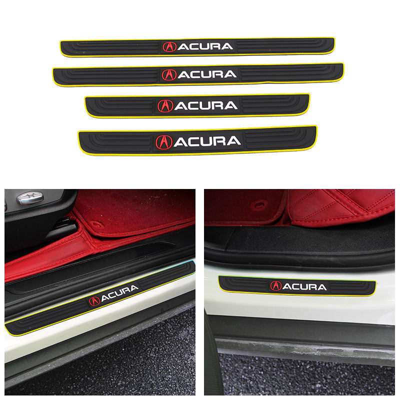 Brand New 4PCS Universal Acura Yellow Rubber Car Door Scuff Sill Cover Panel Step Protector