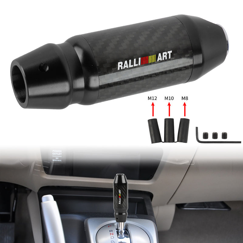 Brand New Ralliart Universal Real Carbon Fiber Black Aluminum Automatic Transmission Racing Gear Shift Knob