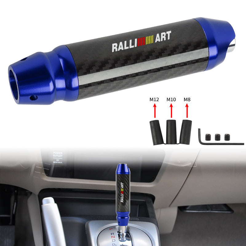 Brand New Ralliart Universal Real Carbon Fiber Blue Aluminum Automatic Transmission Racing Gear Shift Knob