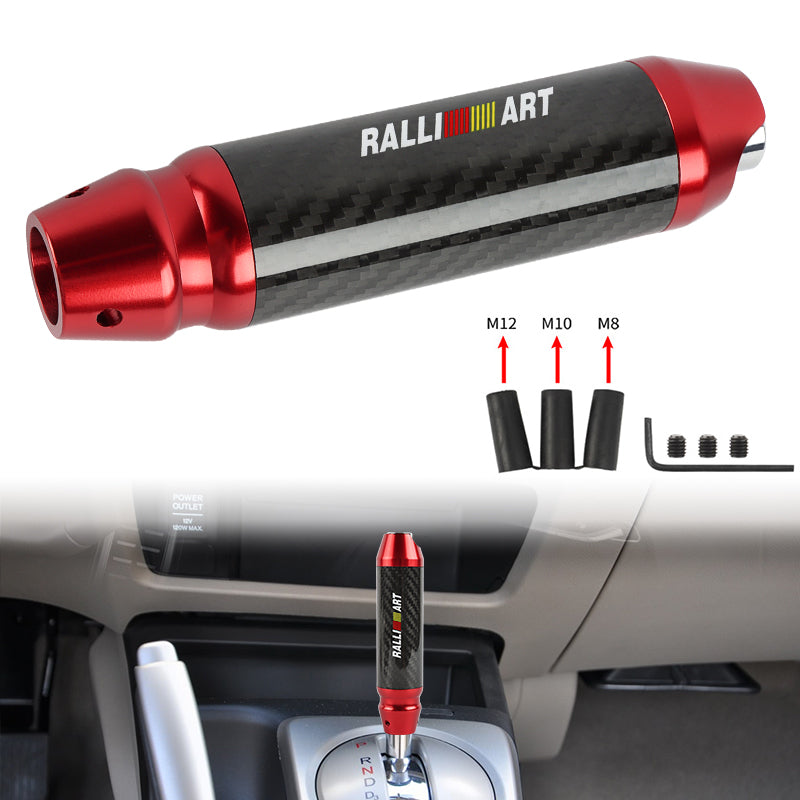 Brand New Ralliart Universal Real Carbon Fiber Red Aluminum Automatic Transmission Racing Gear Shift Knob