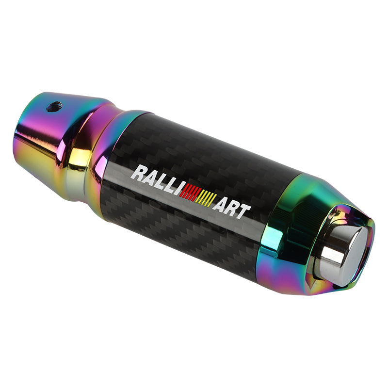 Brand New Universal Ralliart Real Carbon Fiber Neo Chrome Aluminum Automatic Transmission Racing Gear Shift Knob