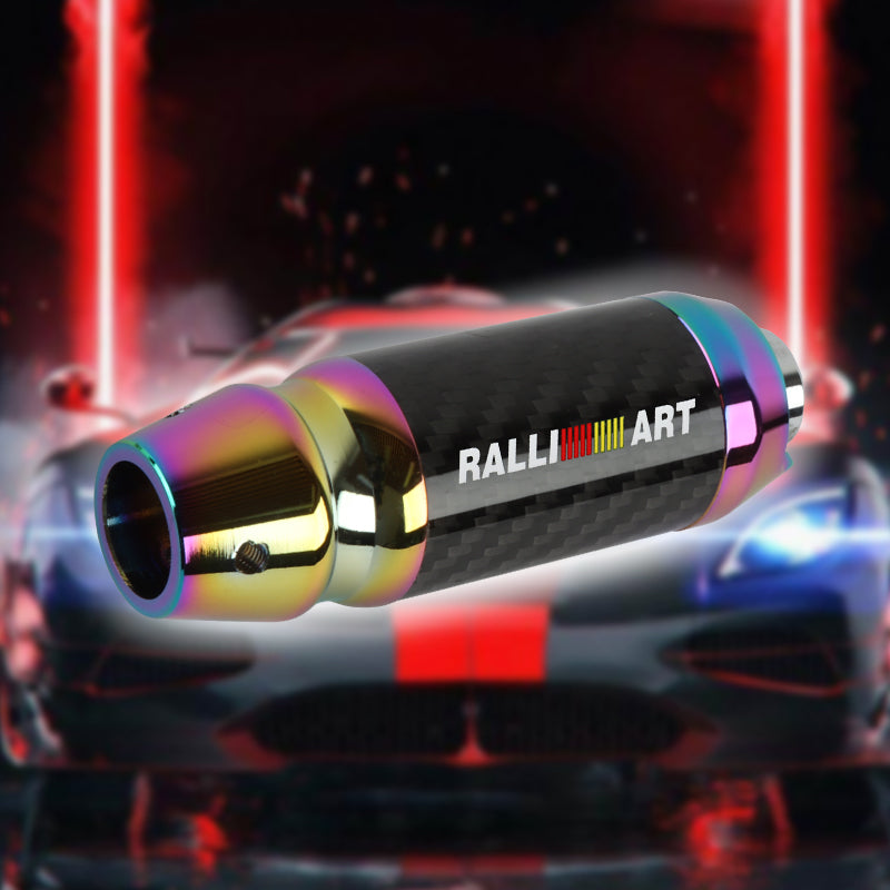 Brand New Universal Ralliart Real Carbon Fiber Neo Chrome Aluminum Automatic Transmission Racing Gear Shift Knob