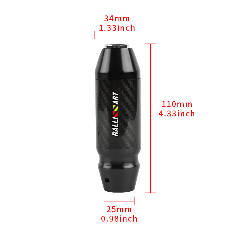 Brand New Ralliart Universal Real Carbon Fiber Black Aluminum Automatic Transmission Racing Gear Shift Knob