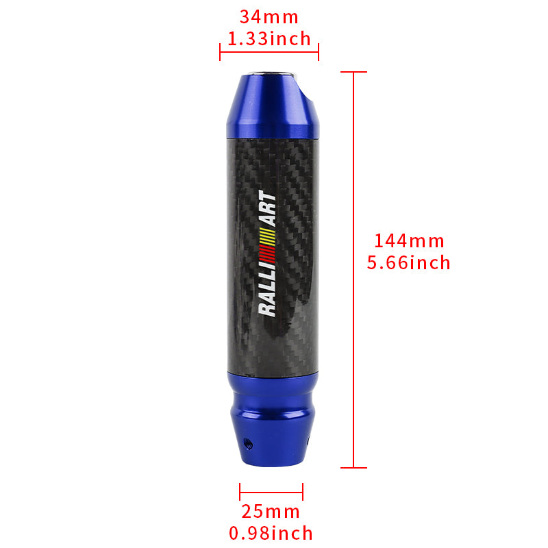 Brand New Ralliart Universal Real Carbon Fiber Blue Aluminum Automatic Transmission Racing Gear Shift Knob