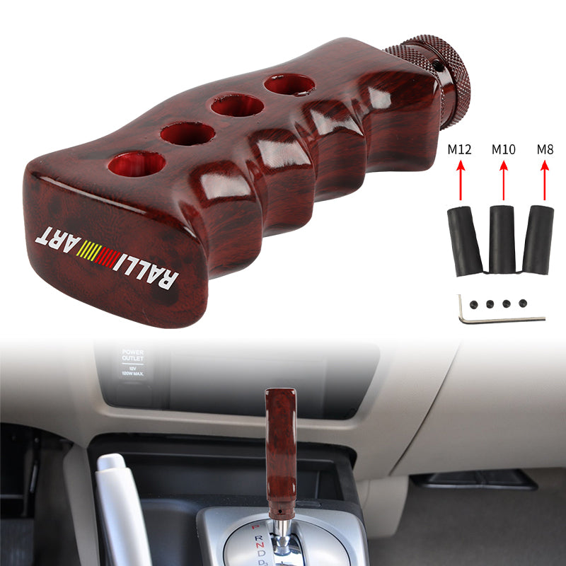 Brand New Universal Ralliart Dark Wood Slotted Pistol Grip Handle Manual Gear Shift Knob Shifter M8 M10 M12