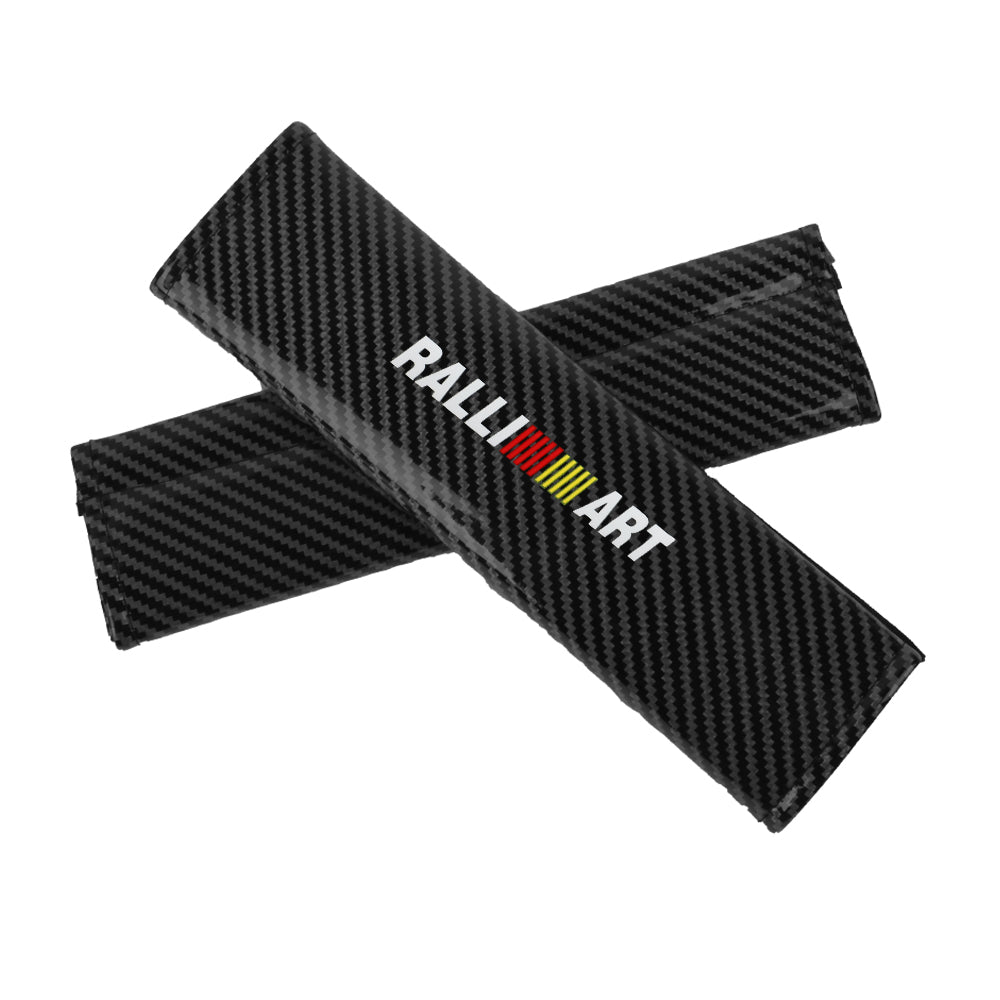 Brand New Universal 2PCS RALLIART Black Carbon Fiber Look Car Seat Belt Covers Shoulder Pad