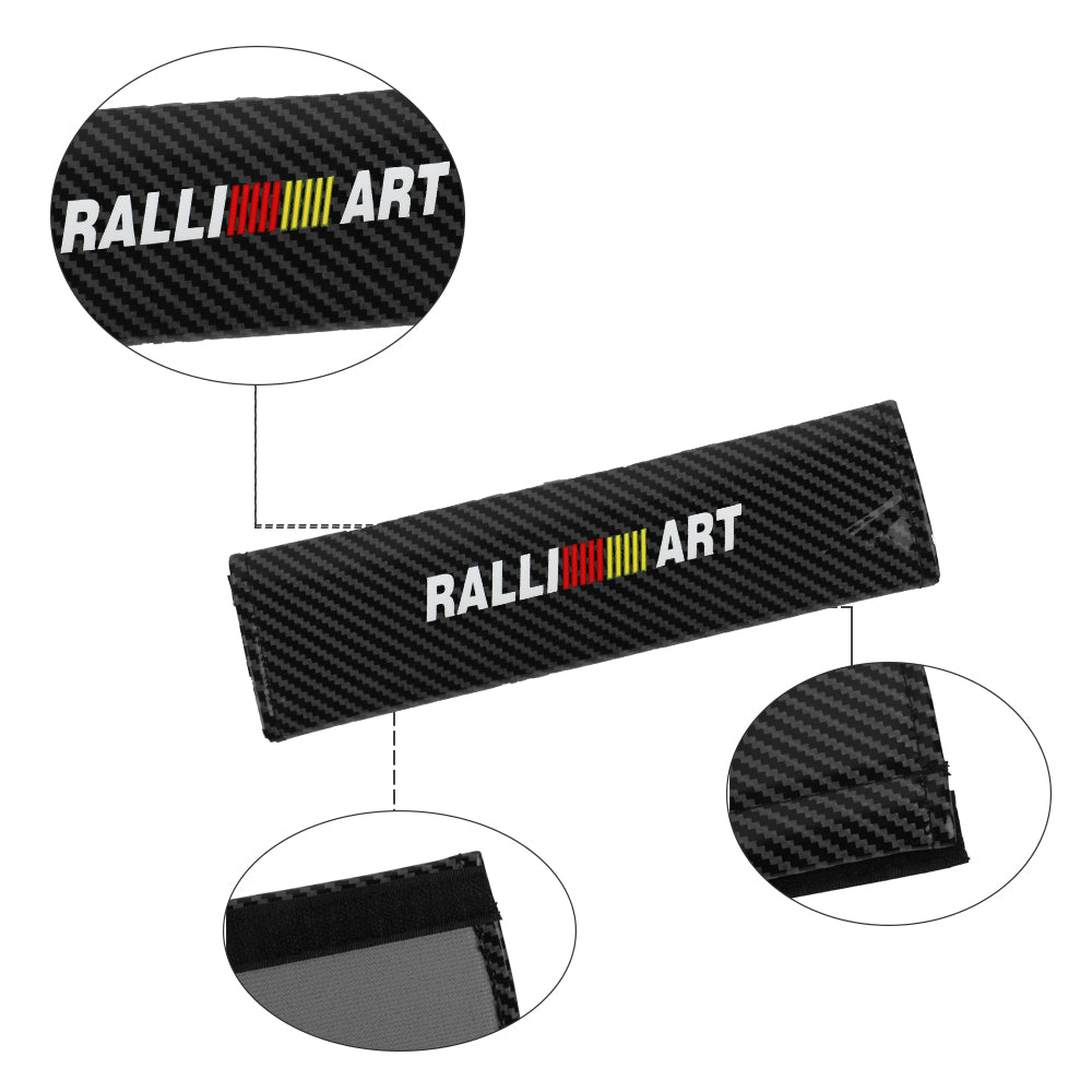 Brand New Universal 2PCS RALLIART Black Carbon Fiber Look Car Seat Belt Covers Shoulder Pad