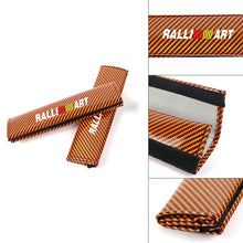 Load image into Gallery viewer, Brand New Universal 2PCS Ralliart Orange Carbon Fiber Look Car Seat Belt Covers Shoulder Pad