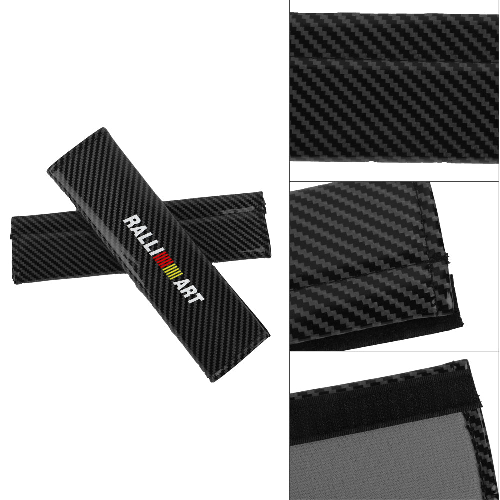 Brand New Universal 2PCS RALLIART Black Carbon Fiber Look Car Seat Belt Covers Shoulder Pad