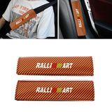 Brand New Universal 2PCS Ralliart Orange Carbon Fiber Look Car Seat Belt Covers Shoulder Pad