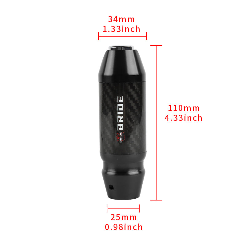 Brand New Bride Universal Real Carbon Fiber Black Aluminum Automatic Transmission Racing Gear Shift Knob