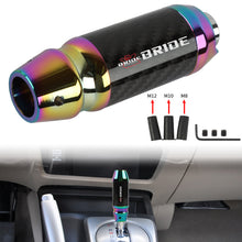 Load image into Gallery viewer, Brand New Universal Bride Real Carbon Fiber Neo Chrome Aluminum Automatic Transmission Racing Gear Shift Knob