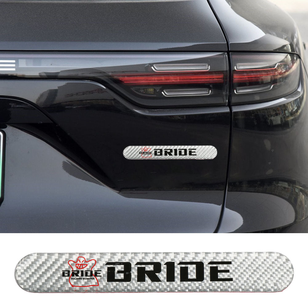 Brand New 1PCS Bride Real Carbon Fiber Silver Car Trunk Side Fenders Door Badge Scratch Guard Sticker