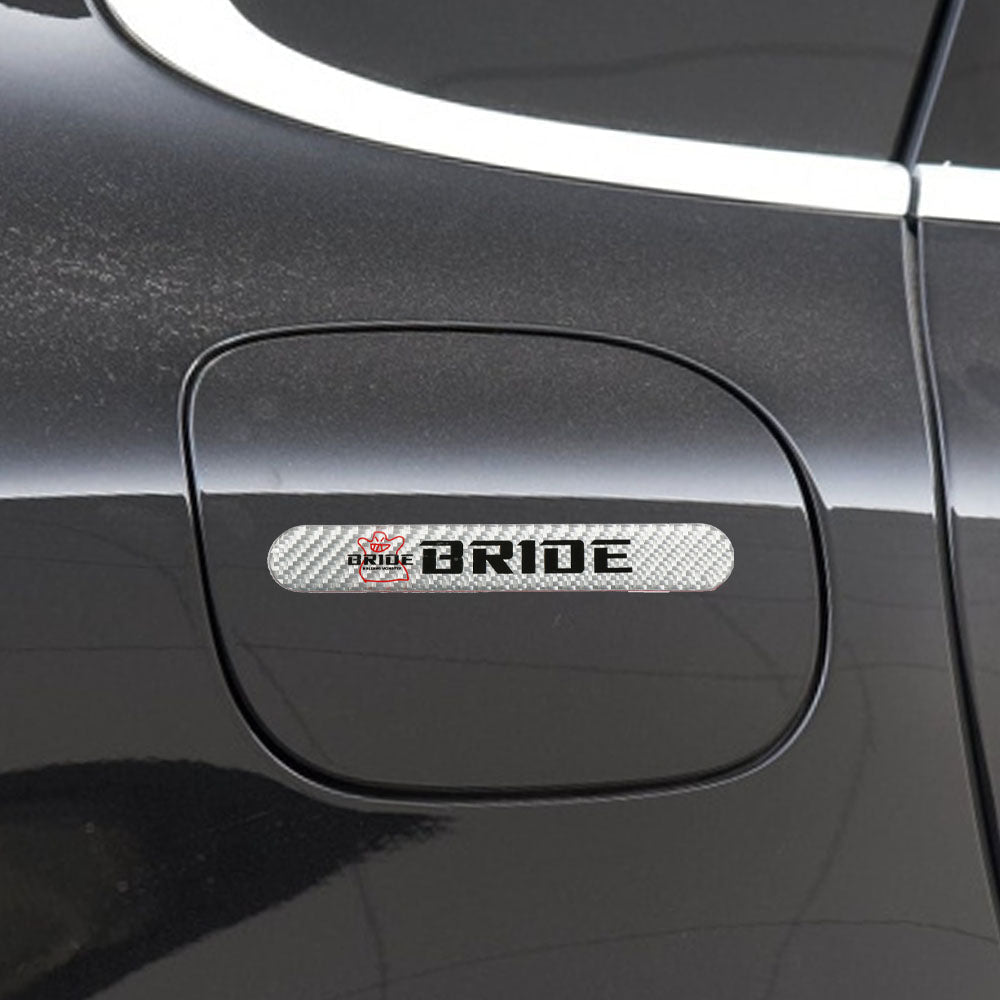 Brand New 8PCS Bride Real Carbon Fiber Silver Car Trunk Side Fenders Door Badge Scratch Guard Sticker