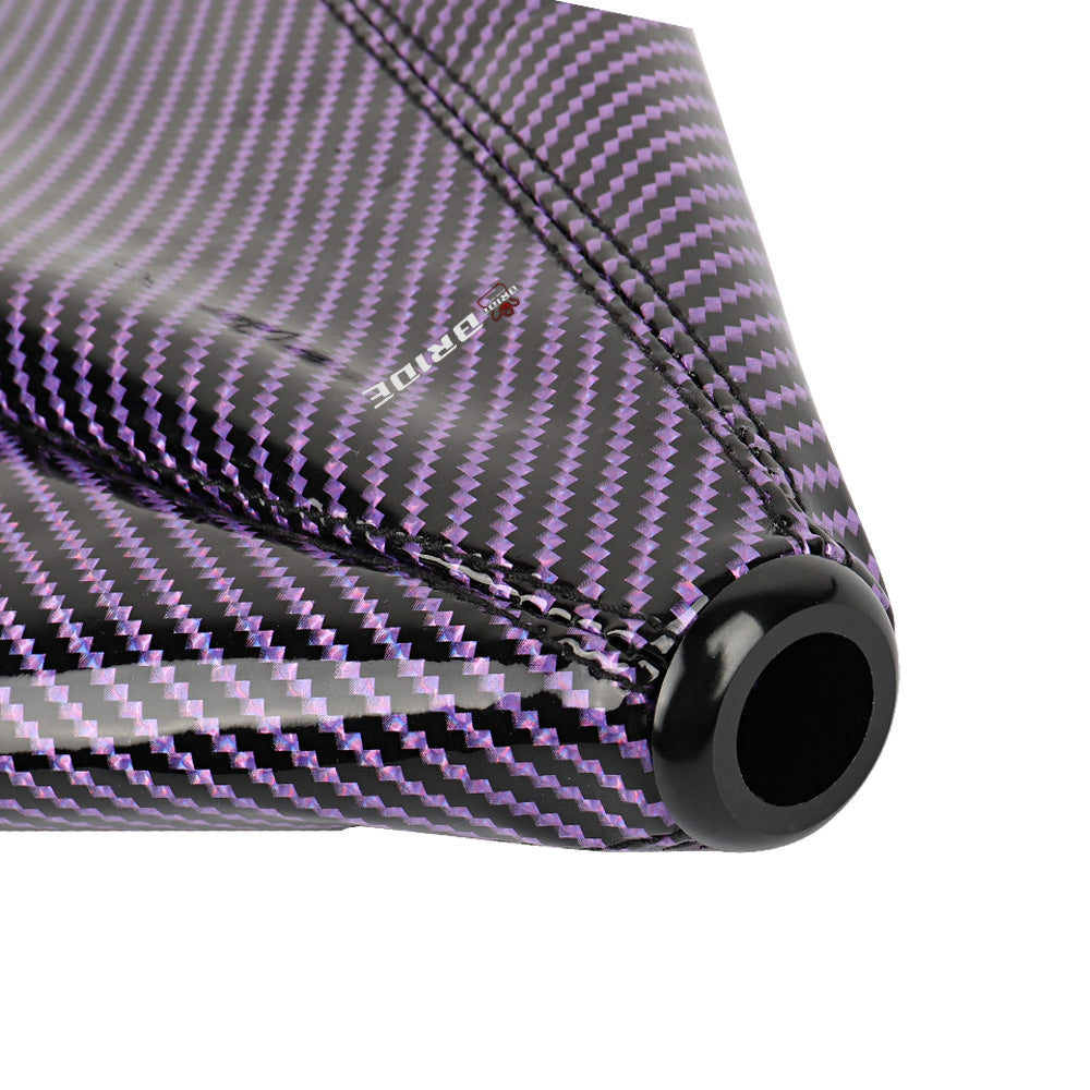 Brand New Universal Bride Carbon Fiber Purple Leather PVC Style Black Stitch Leather Gear Manual Shifter Shift Knob Boot