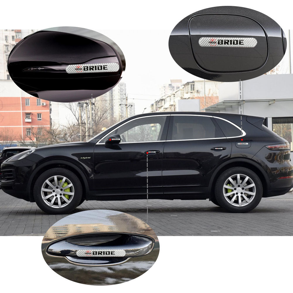 Brand New 1PCS Bride Real Carbon Fiber Silver Car Trunk Side Fenders Door Badge Scratch Guard Sticker