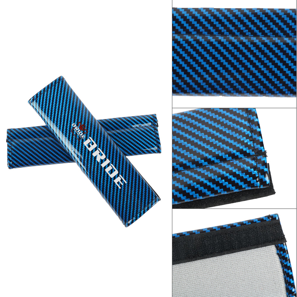 Brand New Universal 2PCS Bride Blue Carbon Fiber Look Car Seat Belt Covers Shoulder Pad