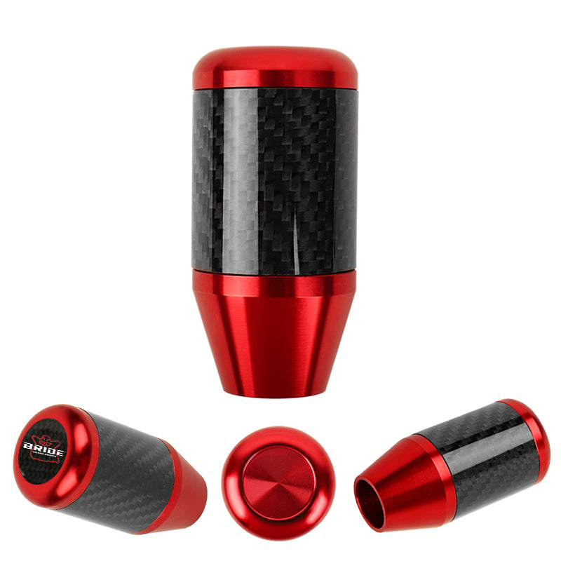 Brand New Universal Bride Red Real Carbon Fiber Racing Gear Stick Shift Knob For MT Manual M12 M10 M8