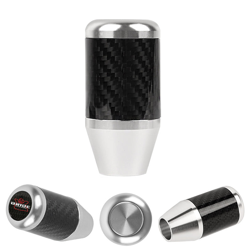 Brand New Universal Bride Silver Real Carbon Fiber Racing Gear Stick Shift Knob For MT Manual M12 M10 M8