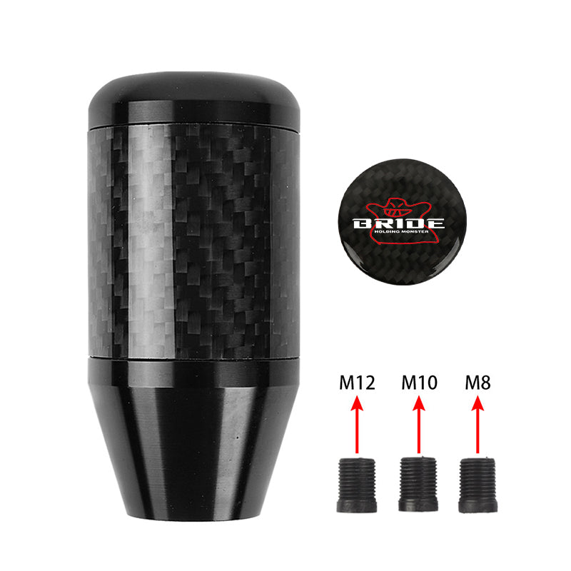 Brand New Universal Bride Black Real Carbon Fiber Racing Gear Stick Shift Knob For MT Manual M12 M10 M8