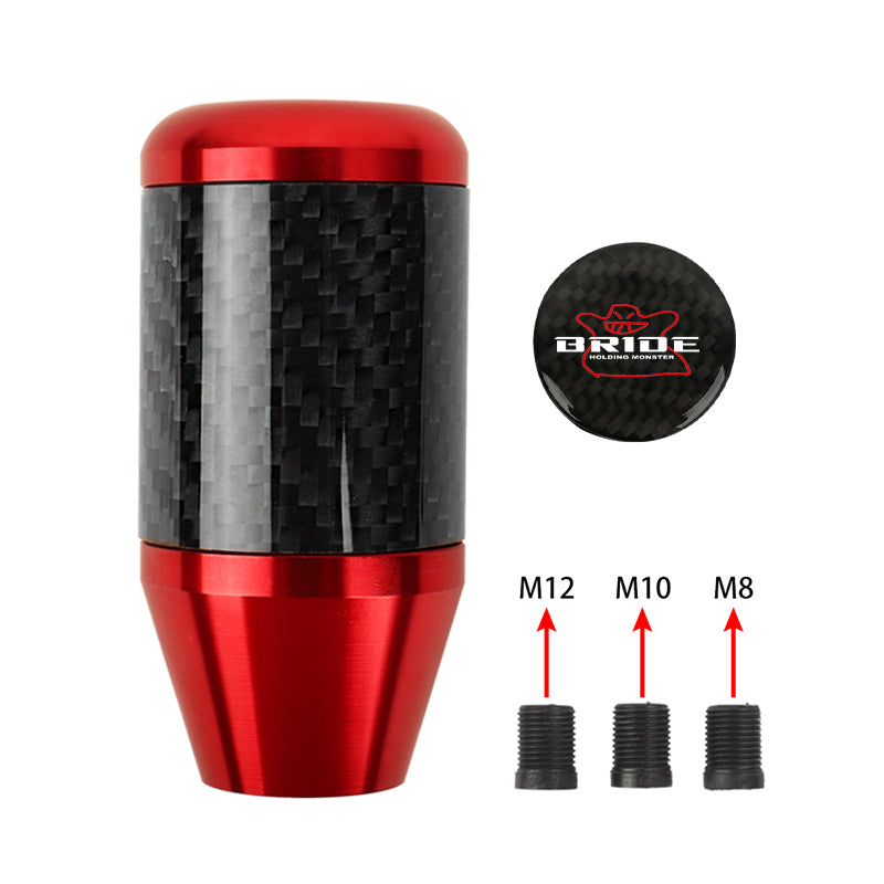 Brand New Universal Bride Red Real Carbon Fiber Racing Gear Stick Shift Knob For MT Manual M12 M10 M8