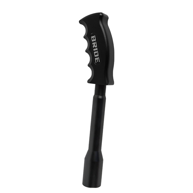 Brand New Bride Black Aluminum Slotted Pistol Grip Handle Manuel Gear Stick Shift Knob M8 M10 M12 & Black Shifter Extender Extension