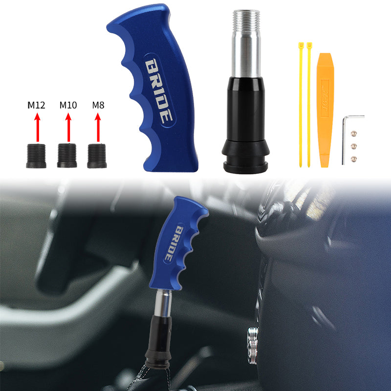 Brand New Bride Blue Aluminum Slotted Pistol Grip Handle Automatic Gear Shift Knob Shifter