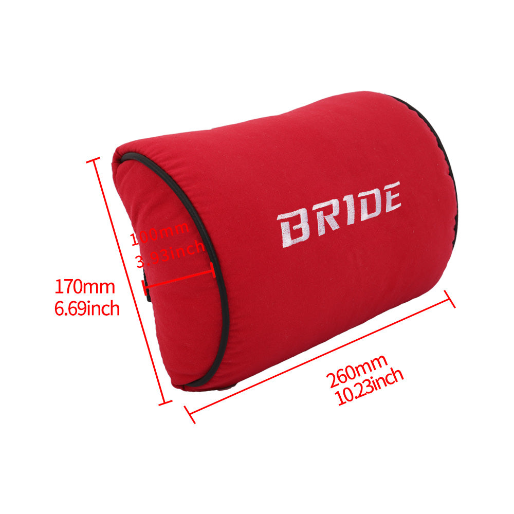 Brand New 2PCS JDM Bride Red Fabric Material Car Neck Headrest Pillow Fabric Racing Seat