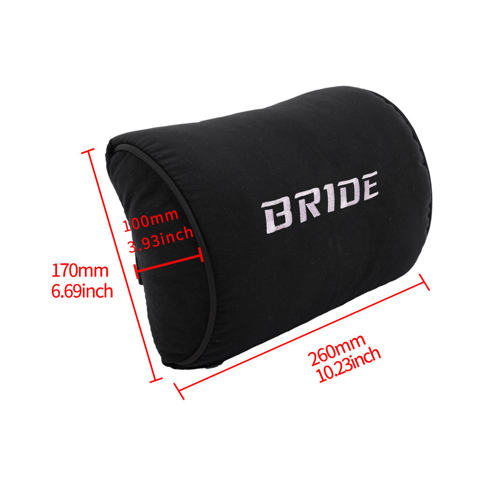 Brand New 1PCS JDM Bride Black Fabric Material Car Neck Headrest Pillow Fabric Racing Seat