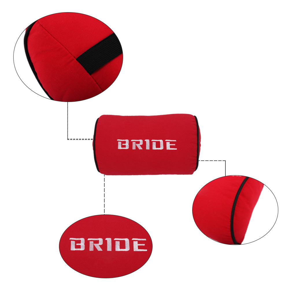 Brand New 2PCS JDM Bride Red Fabric Material Car Neck Headrest Pillow Fabric Racing Seat