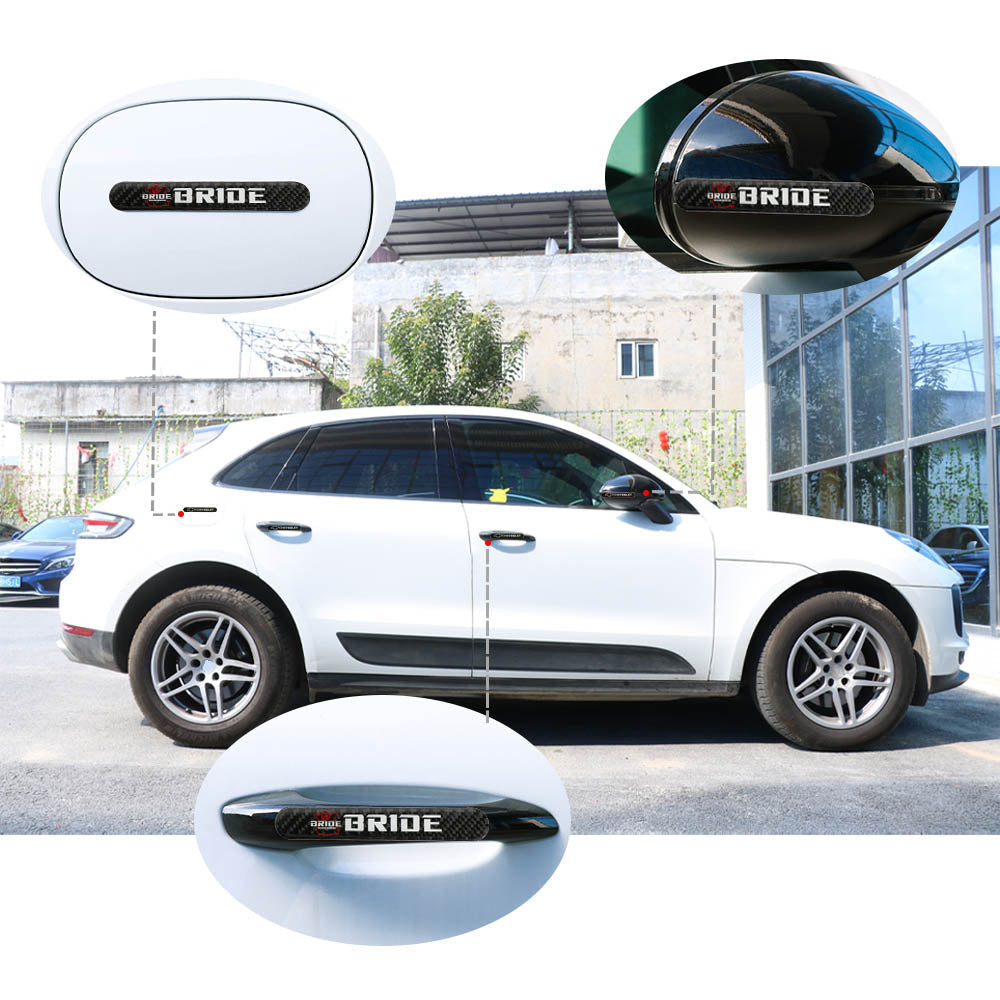 Brand New 8PCS Bride Real Carbon Fiber Black Car Trunk Side Fenders Door Badge Scratch Guard Sticker