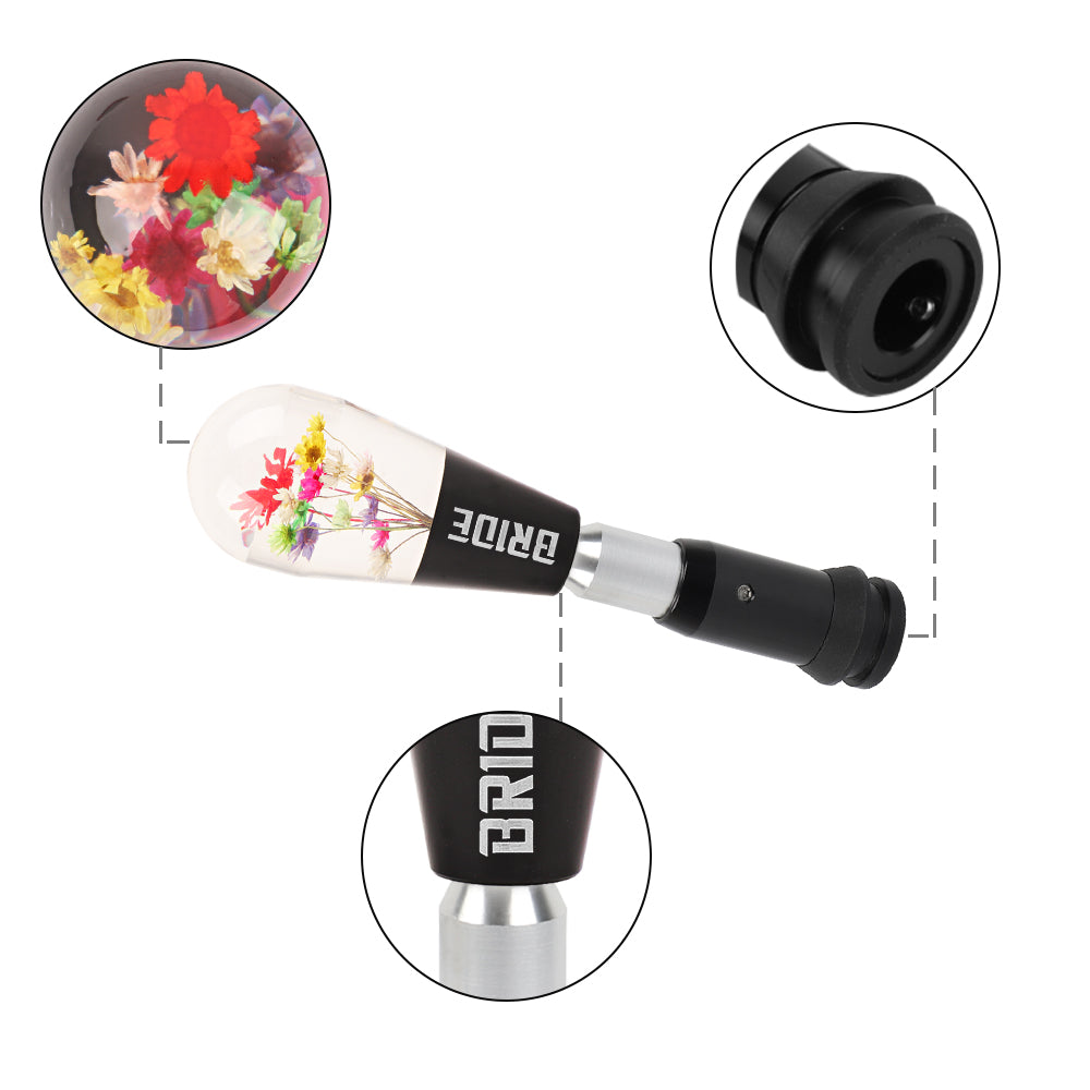 Brand New Universal JDM Bride Black Crystal Real Flowers Head Automatic Car Gear Shift Knob shifter