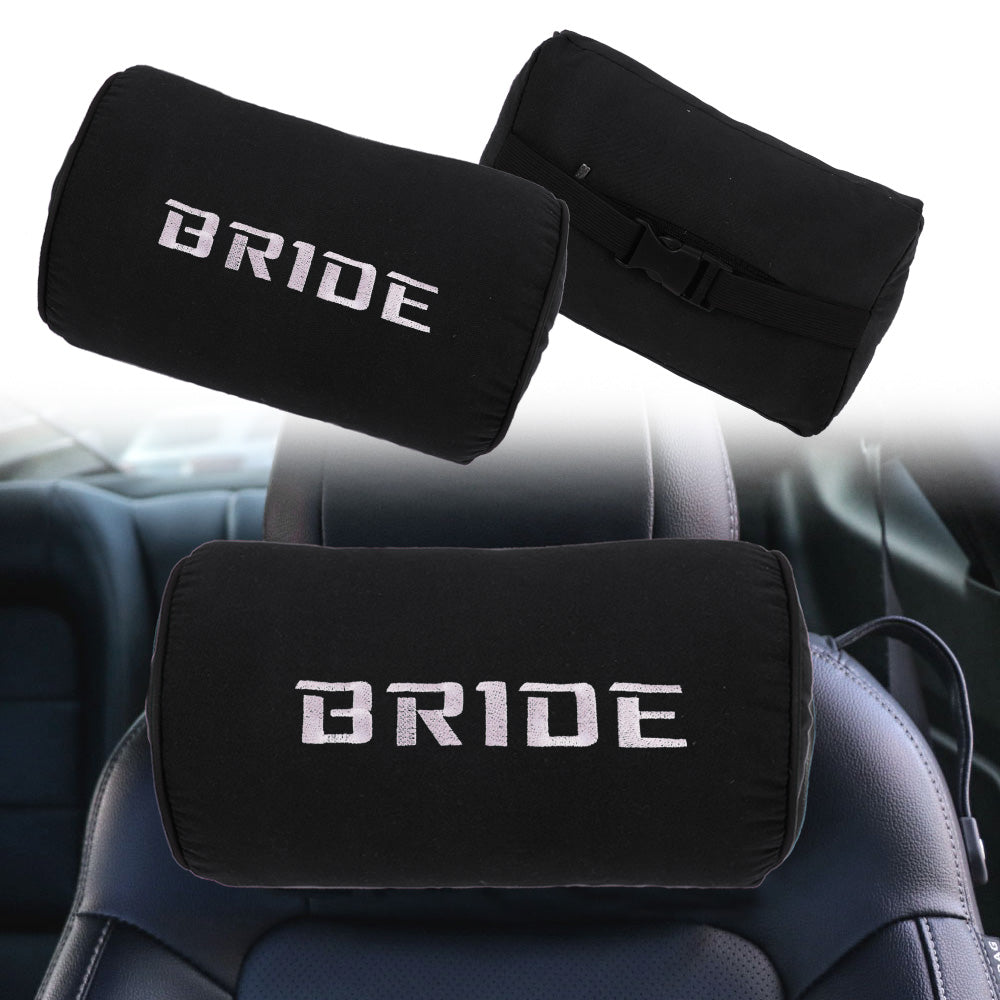 Brand New 1PCS JDM Bride Black Fabric Material Car Neck Headrest Pillow Fabric Racing Seat