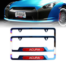 Load image into Gallery viewer, Brand New Universal 2PCS Acura Titanium Burnt Blue Metal License Plate Frame