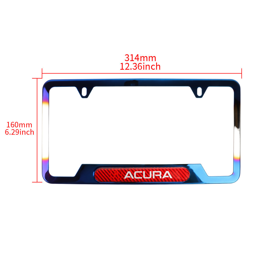 Brand New Universal 1PCS Acura Titanium Burnt Blue Metal License Plate Frame