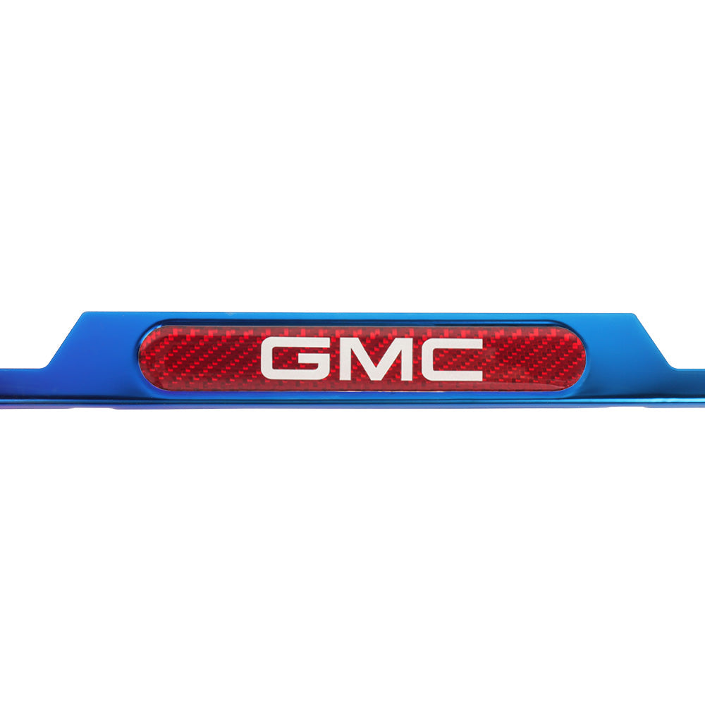 Brand New Universal 1PCS GMC Titanium Burnt Blue Metal License Plate Frame