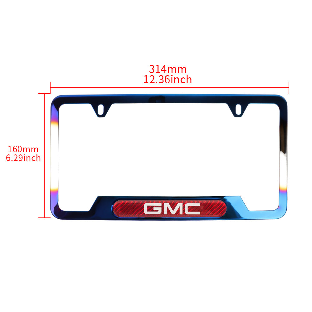 Brand New Universal 1PCS GMC Titanium Burnt Blue Metal License Plate Frame