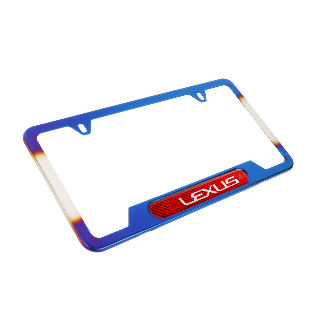 Brand New Universal 1PCS LEXUS Titanium Burnt Blue Metal License Plate Frame