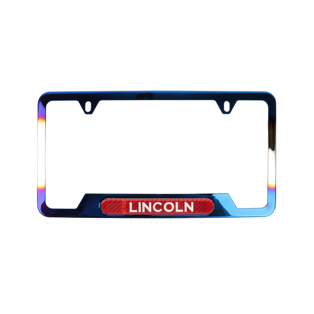 Brand New Universal 1PCS LINCOLN Titanium Burnt Blue Metal License Plate Frame