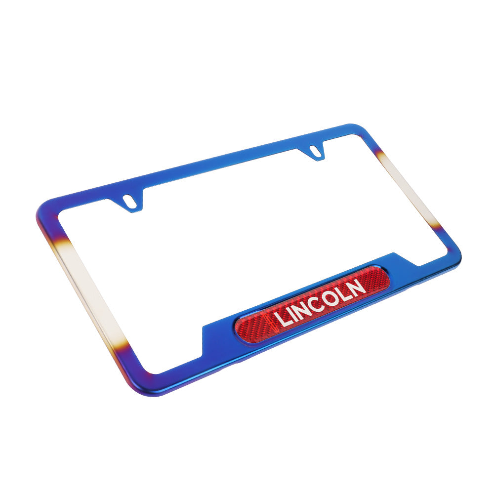 Brand New Universal 1PCS LINCOLN Titanium Burnt Blue Metal License Plate Frame