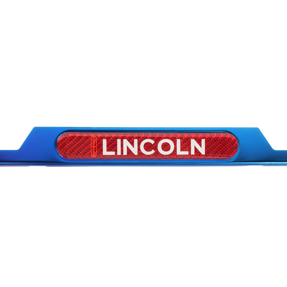 Brand New Universal 1PCS LINCOLN Titanium Burnt Blue Metal License Plate Frame