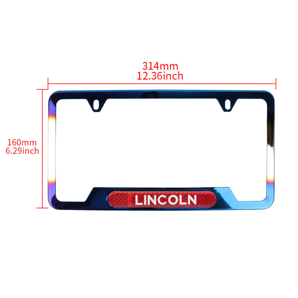 Brand New Universal 1PCS LINCOLN Titanium Burnt Blue Metal License Plate Frame