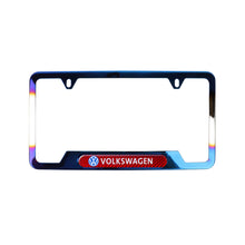 Load image into Gallery viewer, Brand New Universal 2PCS VOLKSWAGEN Titanium Burnt Blue Metal License Plate Frame