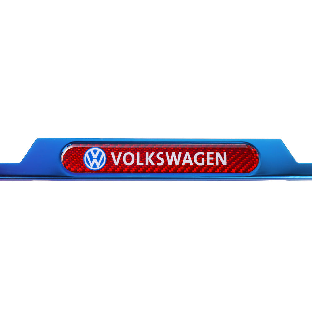 Brand New Universal 2PCS VOLKSWAGEN Titanium Burnt Blue Metal License Plate Frame