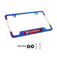 Load image into Gallery viewer, Brand New Universal 2PCS VOLKSWAGEN Titanium Burnt Blue Metal License Plate Frame