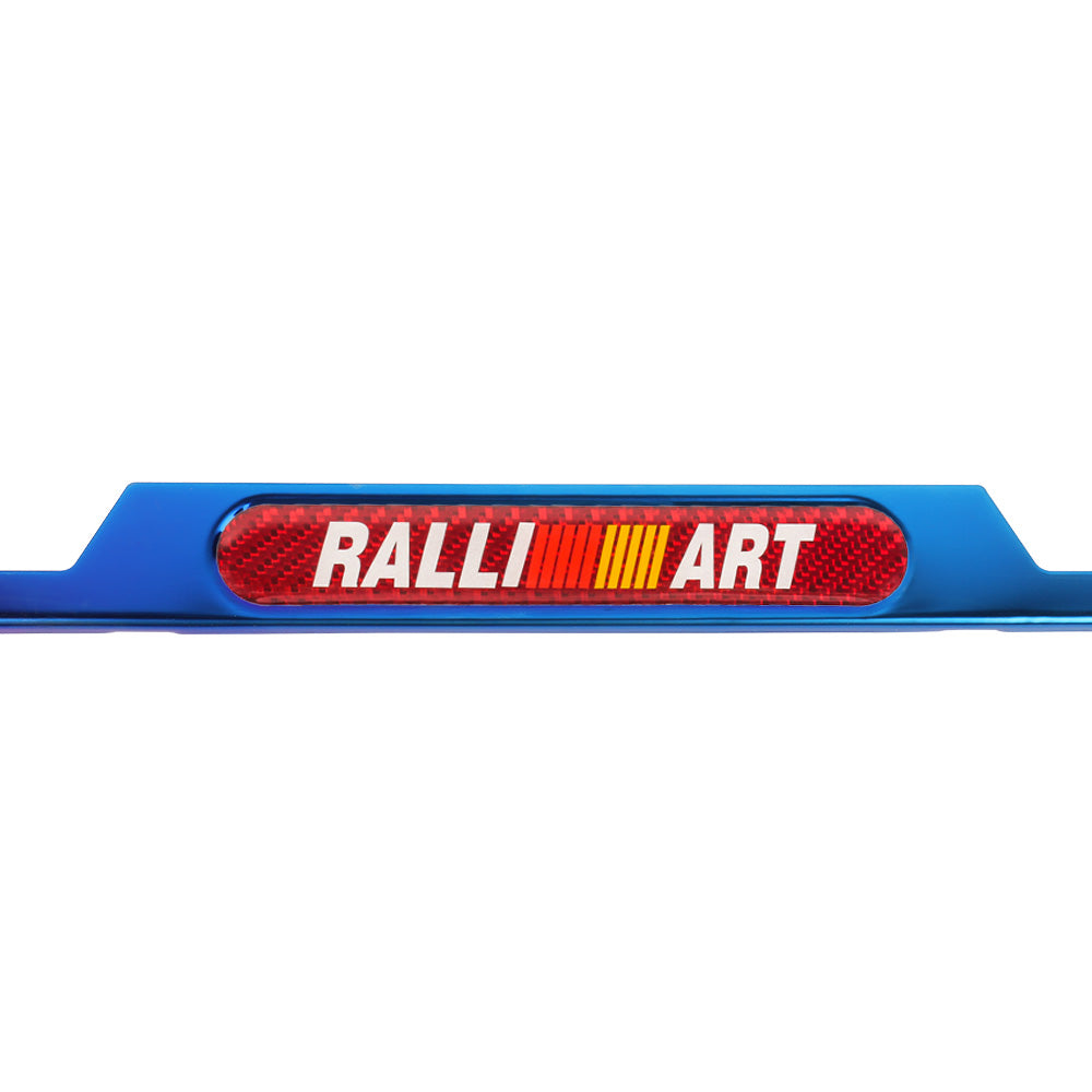 Brand New Universal 2PCS Ralliart Titanium Burnt Blue Metal License Plate Frame