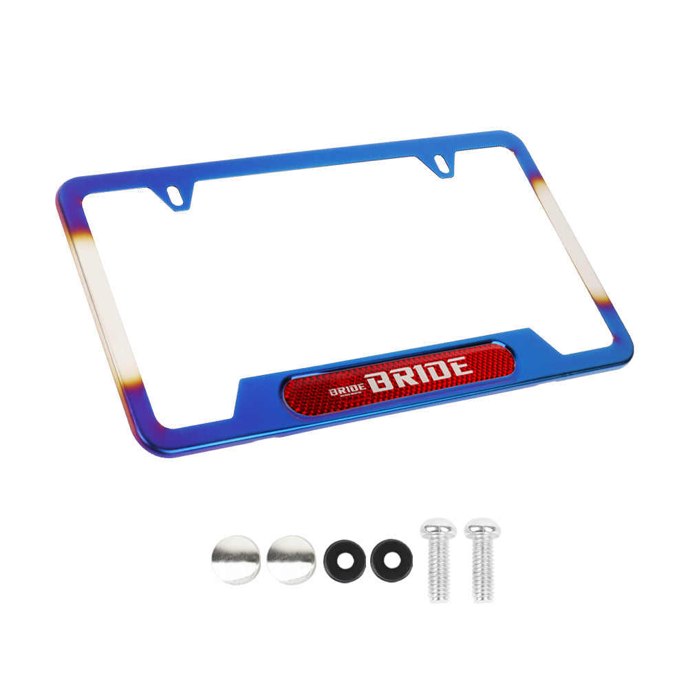 Brand New Universal 1PCS Bride Titanium Burnt Blue Metal License Plate Frame